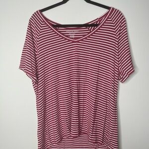 American Eagle Outfitters Red Striped Short Sleeve Tee
